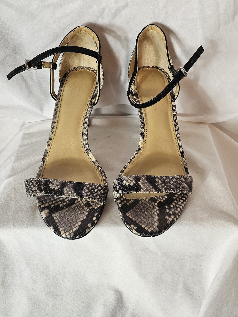 Michael KORS Snake-Print Ankle Strap Sandals - Black